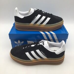 Adidas Gazelle Bold Womens Black White Platform Suede Sneakers IE0876 Size 8 NEW